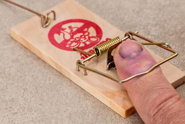 Finger caught in a mouse trap